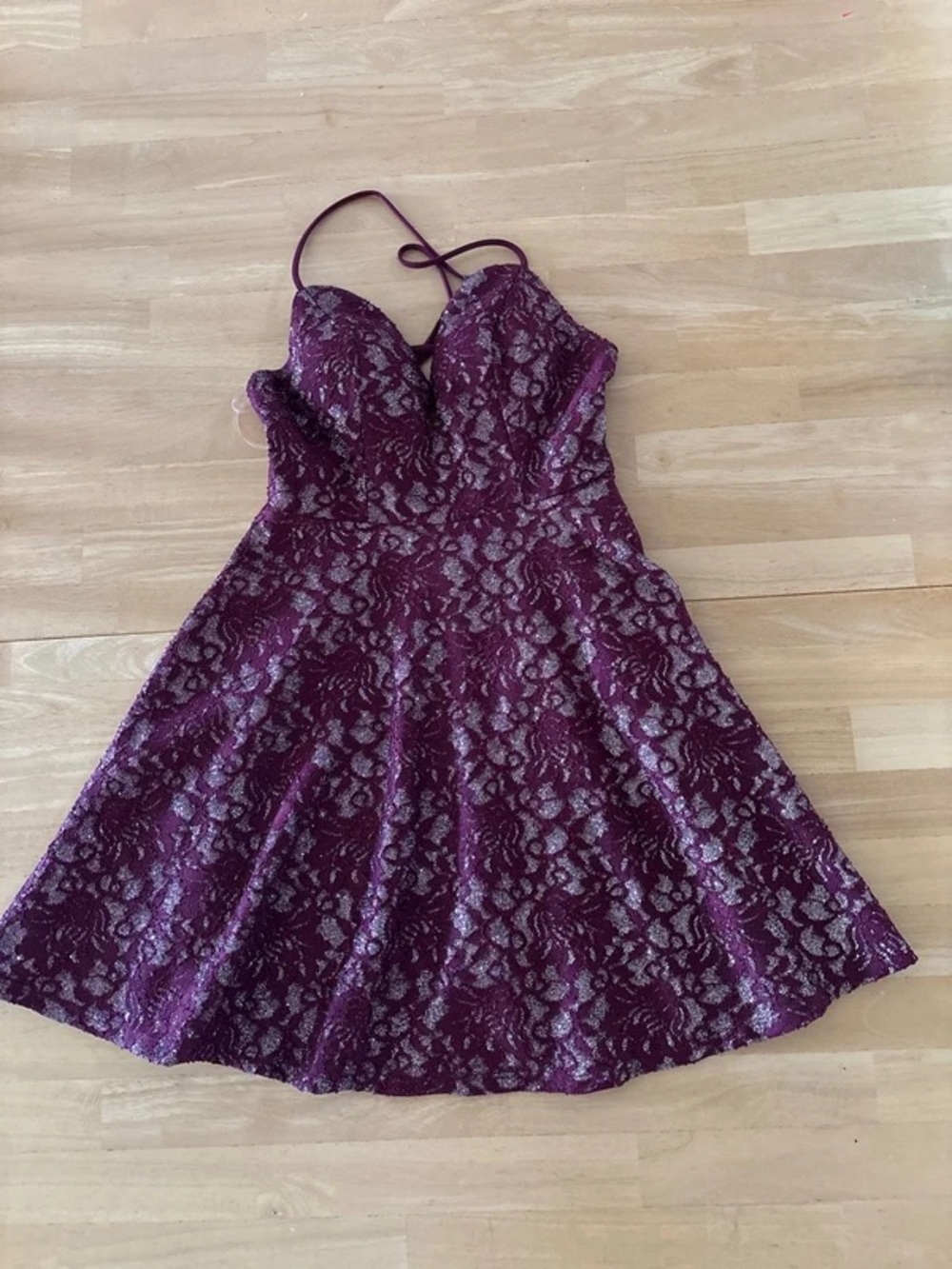 Nordstrom Plum Lace Fit & Flare Mini Dress